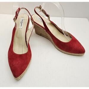 LK Bennett Women's Red Coral Espadrille Bethany Wedges Slingback EU 42 Sz 9.5